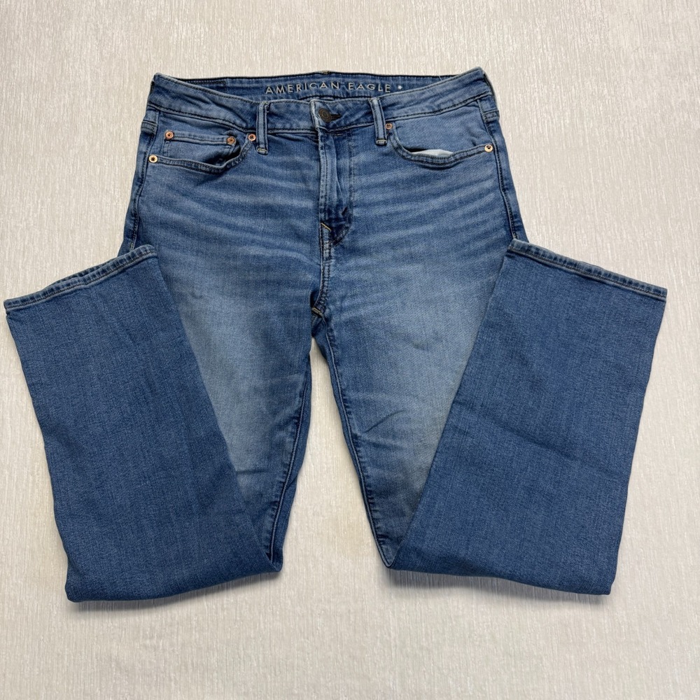 American Eagle Original Straight Jeans Mens 32x30 Blue Airflex+ Denim 0111-5364